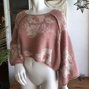 FREE PEOPLE Dusty Rose Crop Sweater